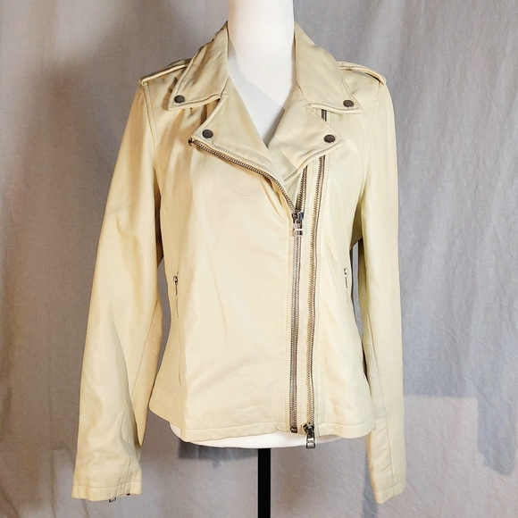 Goosecraft ivory leather biker jacket,  XL, NWT - Picture 1 of 10